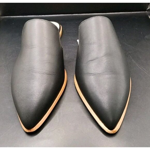 NIB Madewell The Gemma Mule Black Leather G8388 Cloudlift Padding Pointed Toe 7 - Picture 3 of 10